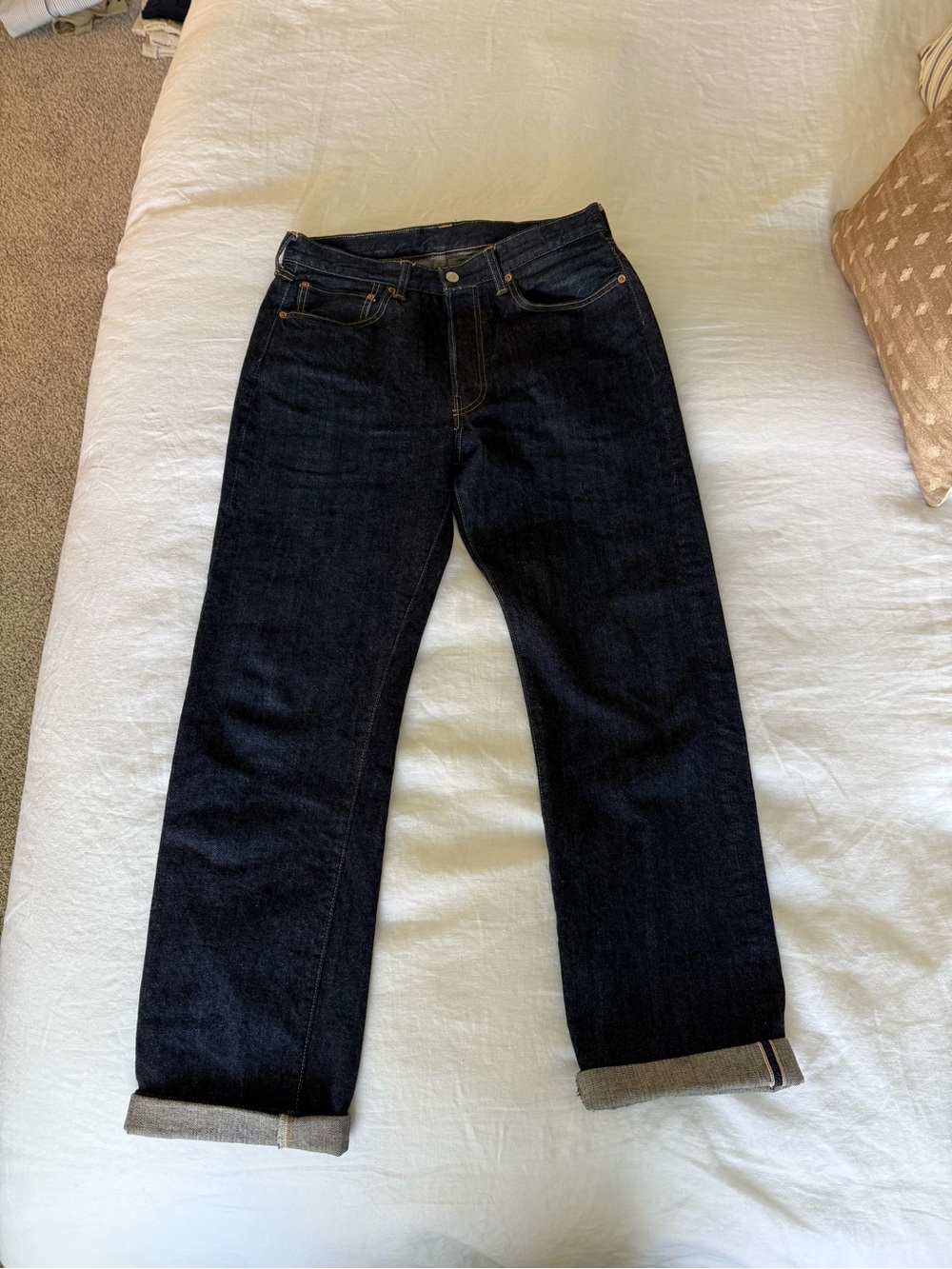 Buck Mason Full Saddle Japanese Loomstate Selvedge Dark Indigo Jeans